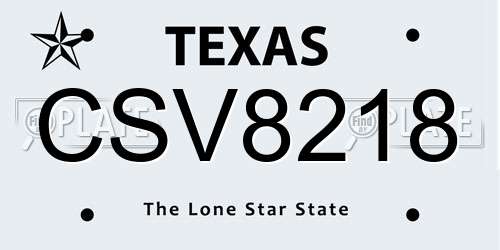 CSV8218 Texas License Plate