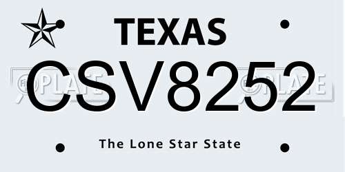 CSV8252 Texas License Plate