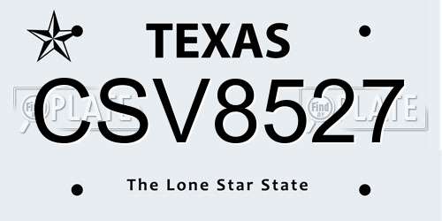 CSV8527 Texas License Plate