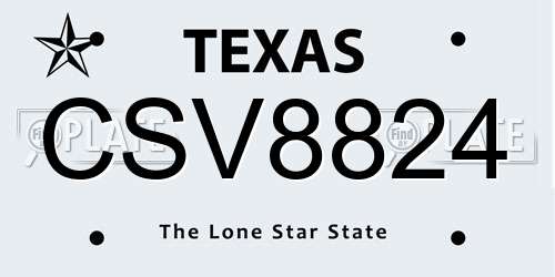 CSV8824 Texas License Plate