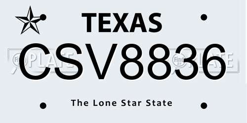 CSV8836 Texas License Plate