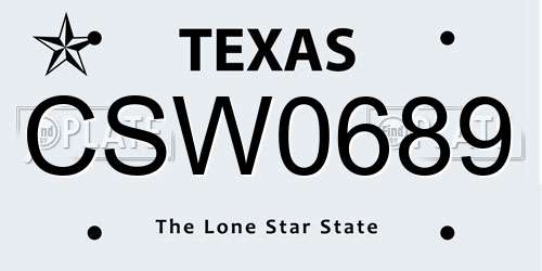 CSW0689 Texas License Plate