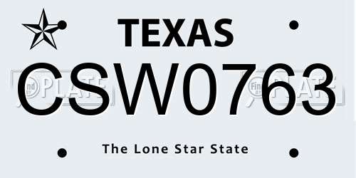 CSW0763 Texas License Plate