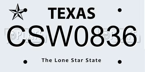 CSW0836 Texas License Plate