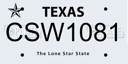 CSW1081 Texas License Plate
