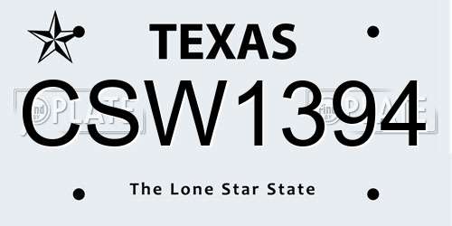CSW1394 Texas License Plate