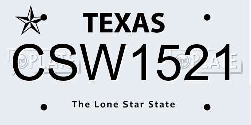 CSW1521 Texas License Plate