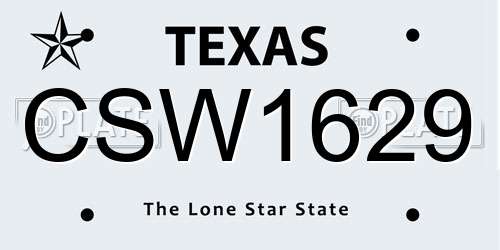 CSW1629 Texas License Plate