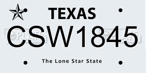 CSW1845 Texas License Plate