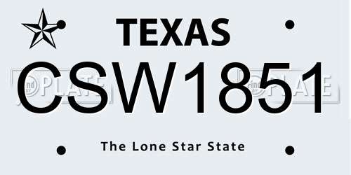 CSW1851 Texas License Plate