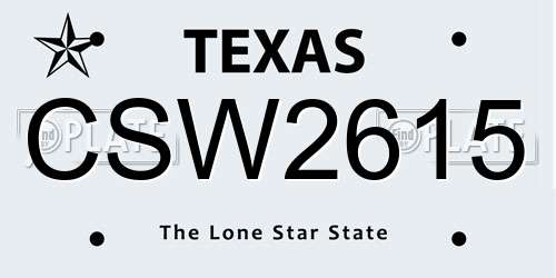 CSW2615 Texas License Plate