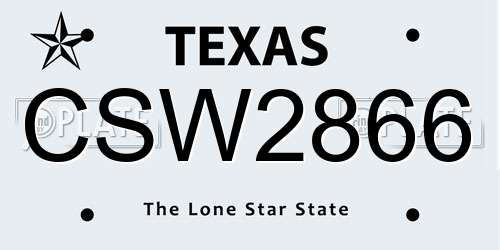 CSW2866 Texas License Plate