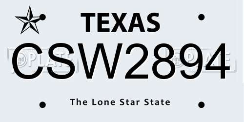 CSW2894 Texas License Plate
