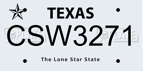 CSW3271 Texas License Plate