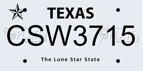 CSW3715 Texas License Plate