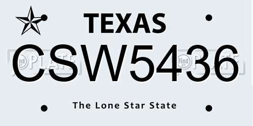 CSW5436 Texas License Plate
