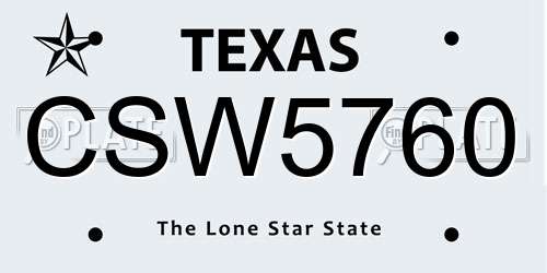 CSW5760 Texas License Plate