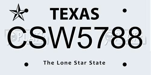 CSW5788 Texas License Plate