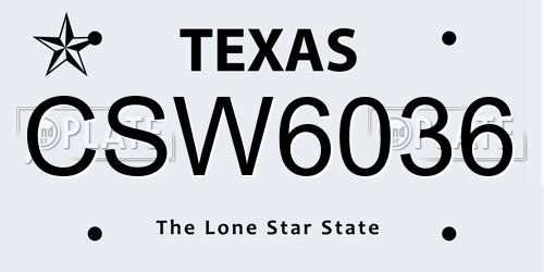 CSW6036 Texas License Plate