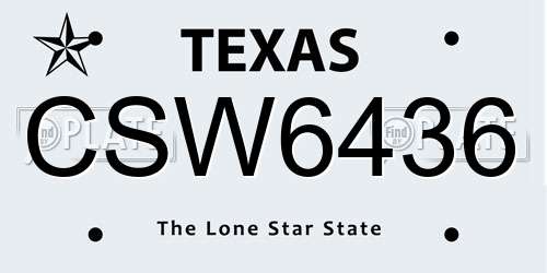 CSW6436 Texas License Plate