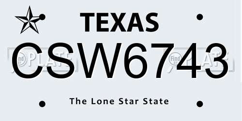 CSW6743 Texas License Plate