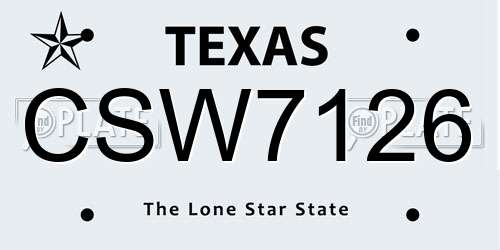 CSW7126 Texas License Plate