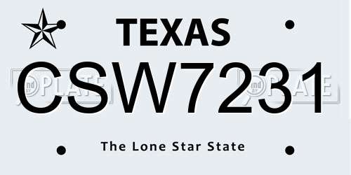 CSW7231 Texas License Plate