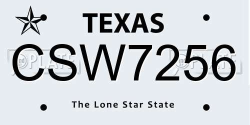 CSW7256 Texas License Plate