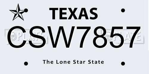 CSW7857 Texas License Plate