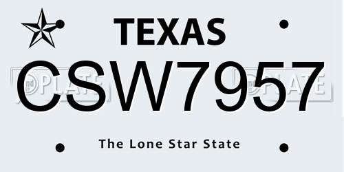 CSW7957 Texas License Plate