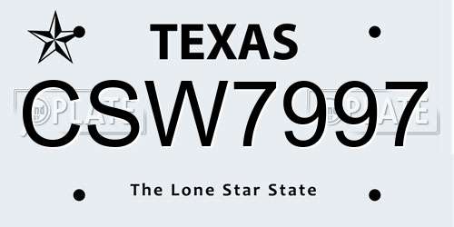 CSW7997 Texas License Plate