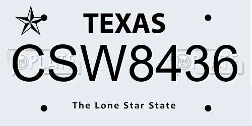 CSW8436 Texas License Plate