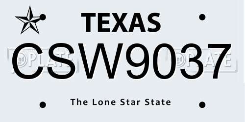 CSW9037 Texas License Plate