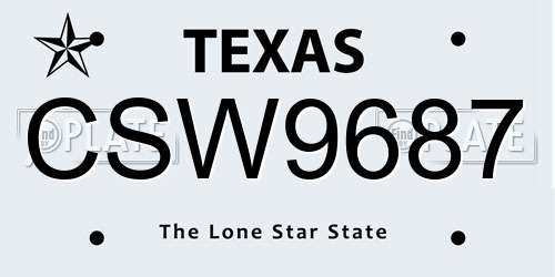 CSW9687 Texas License Plate