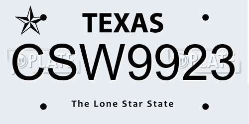 CSW9923 Texas License Plate