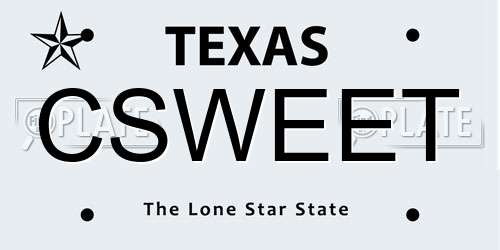 CSWEET Texas License Plate