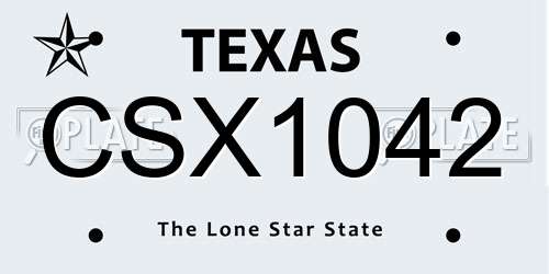 CSX1042 Texas License Plate