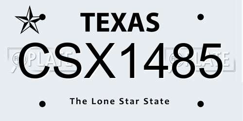 CSX1485 Texas License Plate