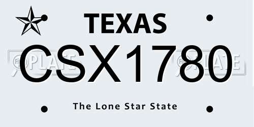 CSX1780 Texas License Plate