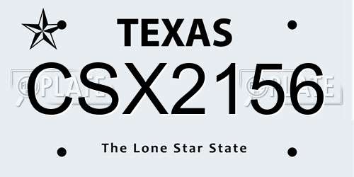 CSX2156 Texas License Plate