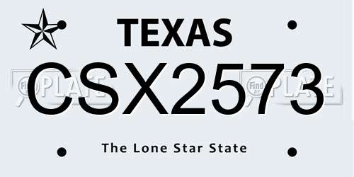 CSX2573 Texas License Plate