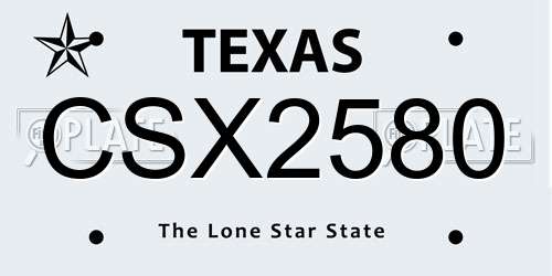 CSX2580 Texas License Plate