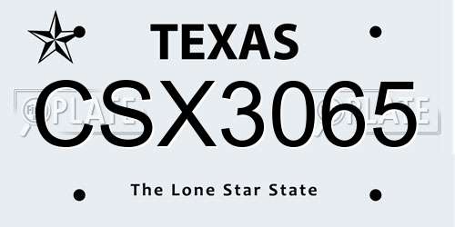 CSX3065 Texas License Plate