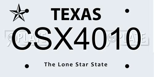 CSX4010 Texas License Plate