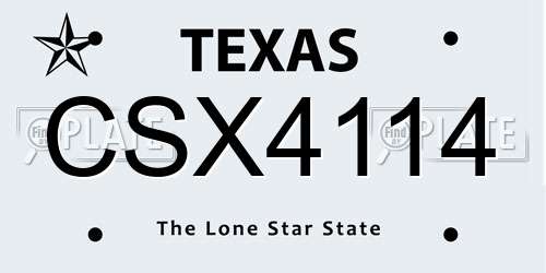 CSX4114 Texas License Plate