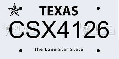 CSX4126 Texas License Plate