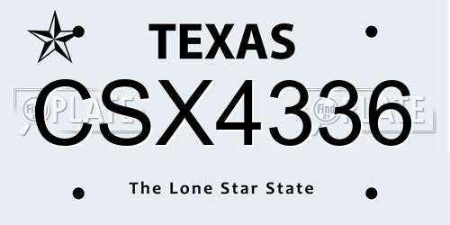CSX4336 Texas License Plate