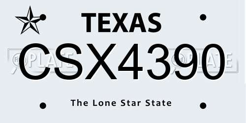 CSX4390 Texas License Plate