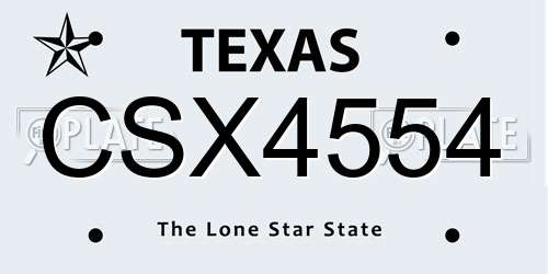 CSX4554 Texas License Plate