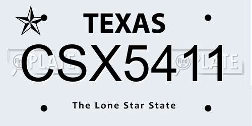 CSX5411 Texas License Plate